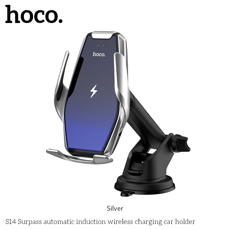 Держатель Hoco автоматический with wireless charging Surpass S14