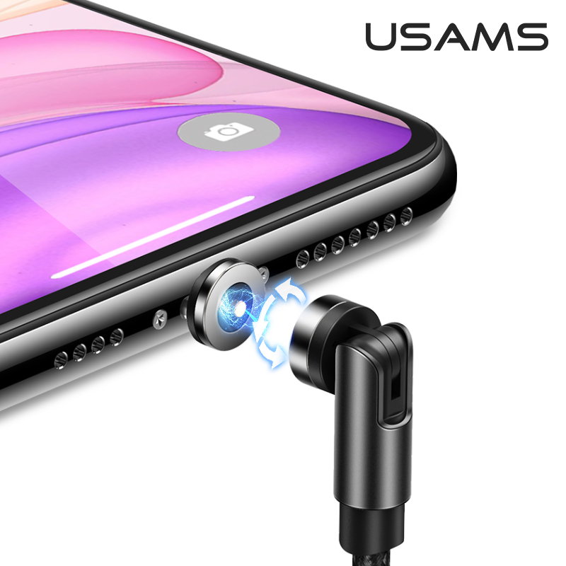 Кабель USAMS Lightning 180° Rotatable Magnetic Charging Cable U59 US-SJ472 |1m, 2.4A|