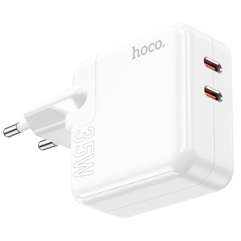 Адаптер сетевой HOCO Lucky dual-port charger C110A |2Type-C, 35W/3A, PD/QC|