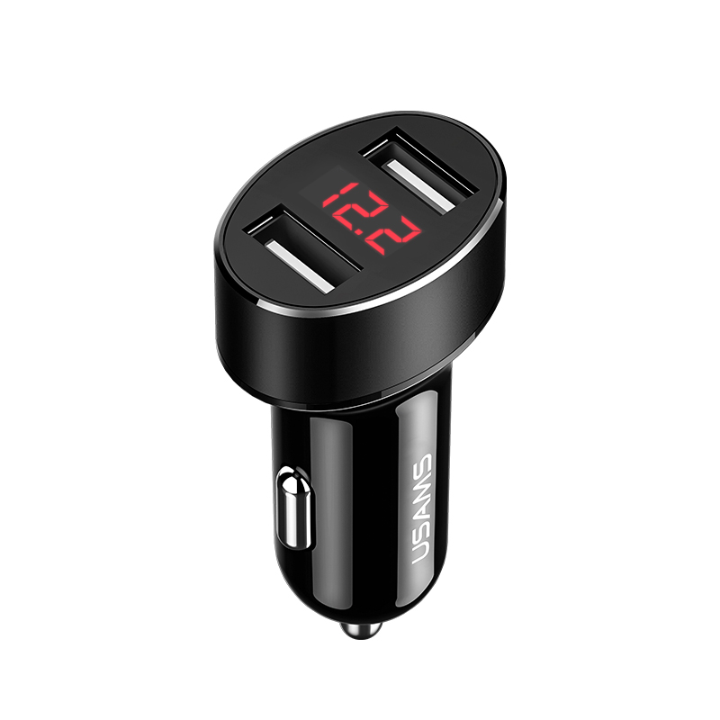 Адаптер автомобильный USAMS C1 with display CC045 |2USB, 2.1A|