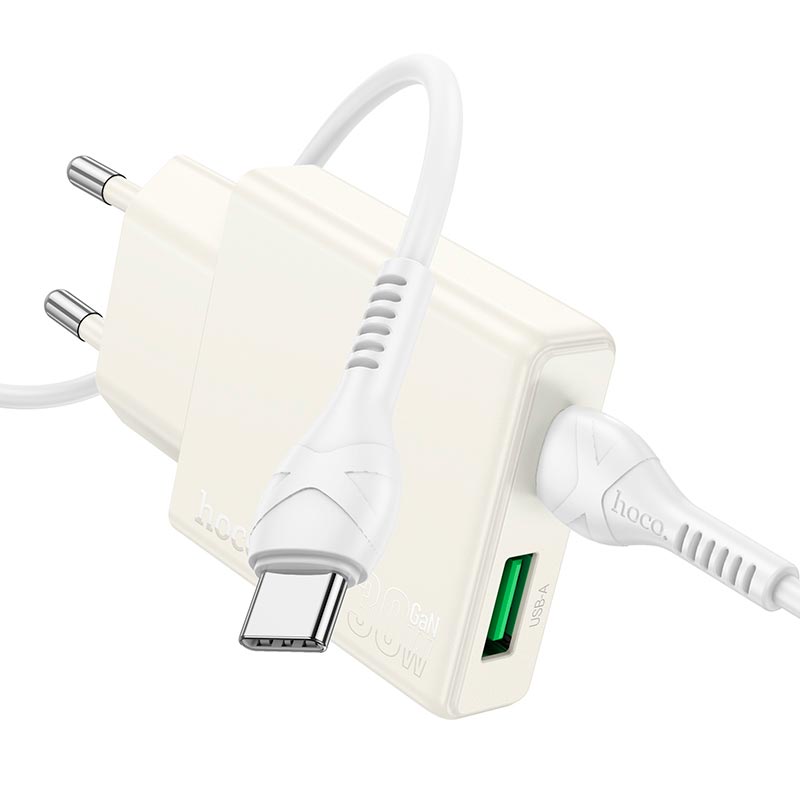 Адаптер сетевой HOCO Type-C to Type-C cable Biscuit charger N45 |1USB/1Type-C, QC/PD, 30W/3A|