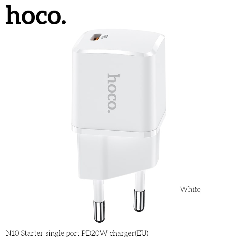 Адаптер сетевой HOCO Starter N10 |Type-C, PD, 20W| (Safety Certified)