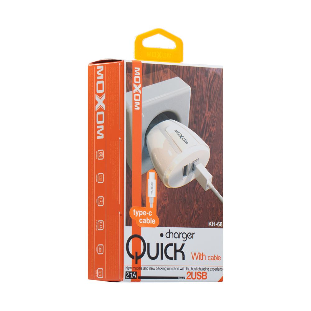 Адаптер сетевой MOXOM Type-C cable KH-68 |2USB, 2.1A|