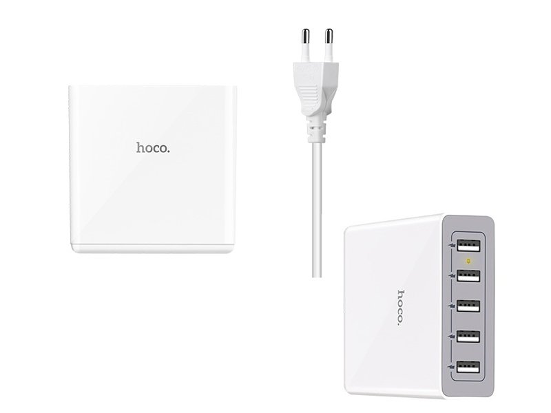 Адаптер мережевий Hoco C18A |5USB, QC3.0, 10A|