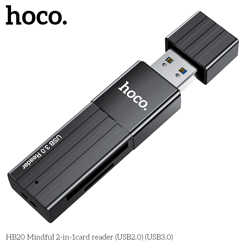 Кардридер HOCO Mindful 2-in-1card reader (USB3.0) HB20 |SD/TF, 5Gbps|