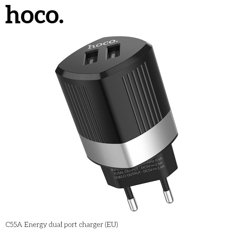 Адаптер сетевой HOCO Energy C55A |2USB, 2.4A|