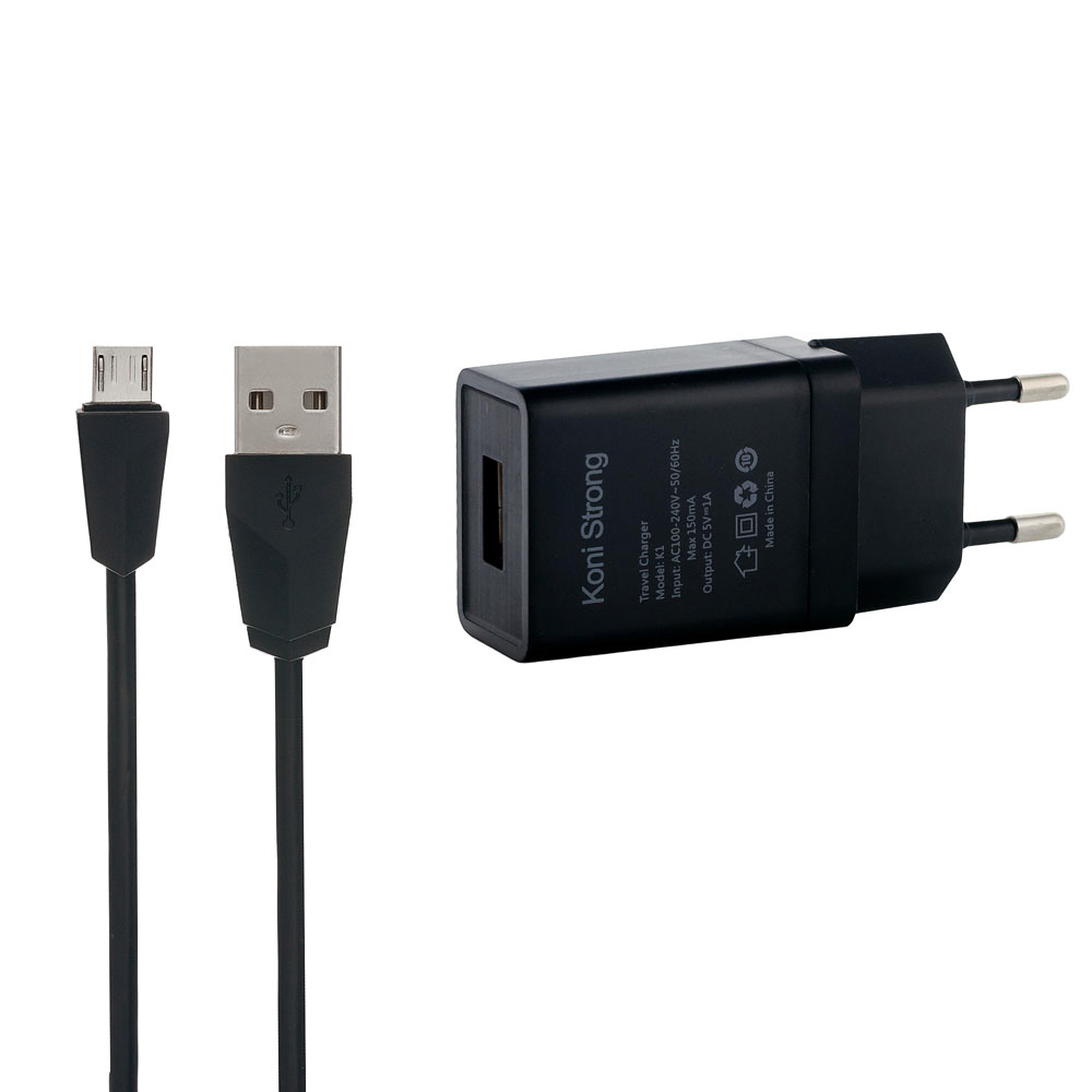 Адаптер сетевой micro cable KONI STRONG K1 |1USB, 1A|