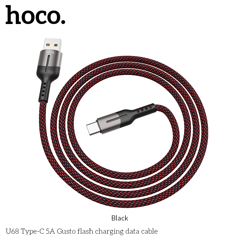 Кабель HOCO Type-C USB Gusto U68 |1.2m, 5A|