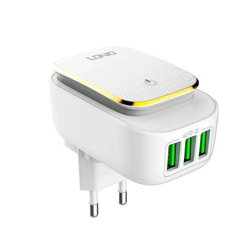 Адаптер мережевий Ldnio Micro USB Cable Touch Light A3305 |3USB, 3.4A|