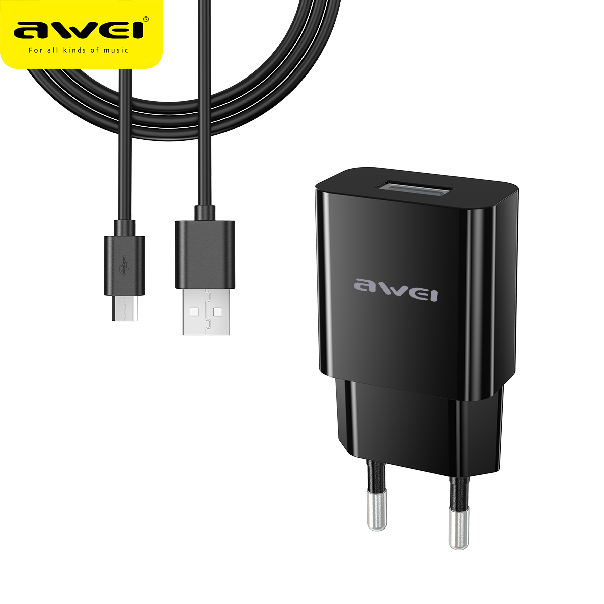 Адаптер сетевой AWEI Micro cable C-810 |1USB, 2.1A|