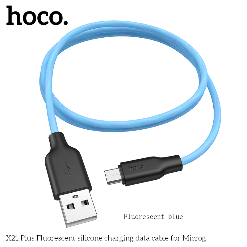 Кабель HOCO  Micro USB Fluorescent Silicone X21 Plus |1m, 2.4A|