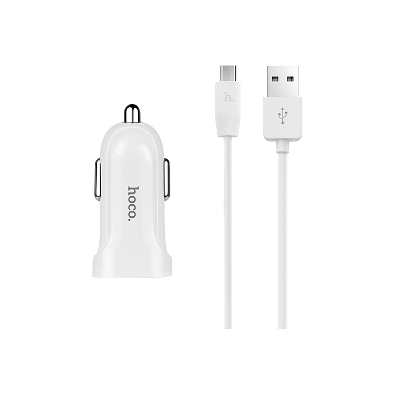 Адаптер автомобильный Hoco Micro USB cable Z2A |2USB, 2.4А|