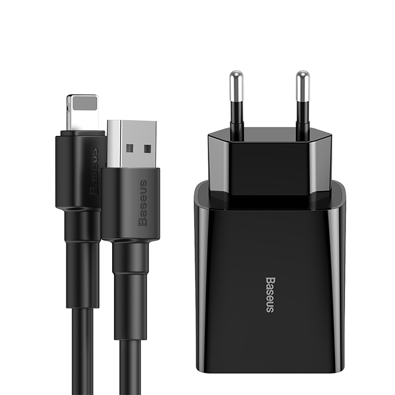 Адаптер сетевой BASEUS Lightning cable Speed Mini Dual U Travel Charger  |2USB, 2A, 10.5W|