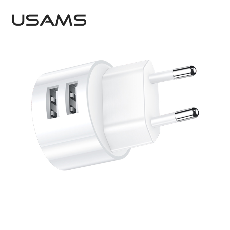 Адаптер мережевий USAMS Dual USB Round Travel Charger US-CC080 T20 |2USB, 2.1A|