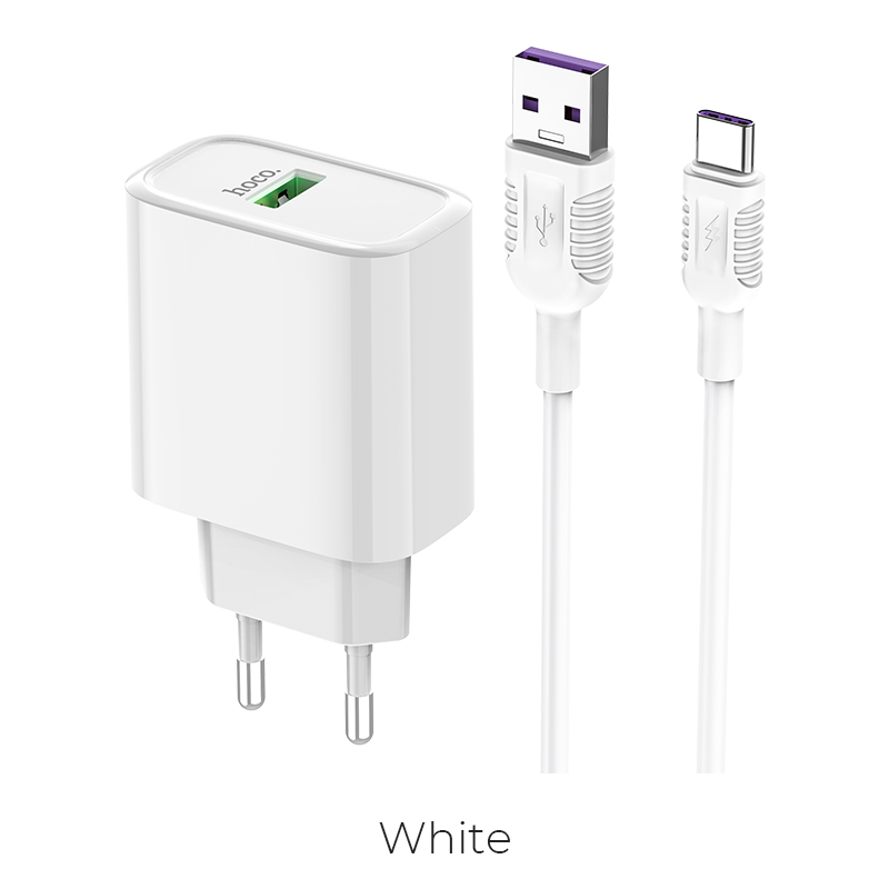 Адаптер сетевой HOCO Type-C Cable Dynamic power Fully Compatible C69A |1USB, 4.5A, QC3.0, 22.5W|