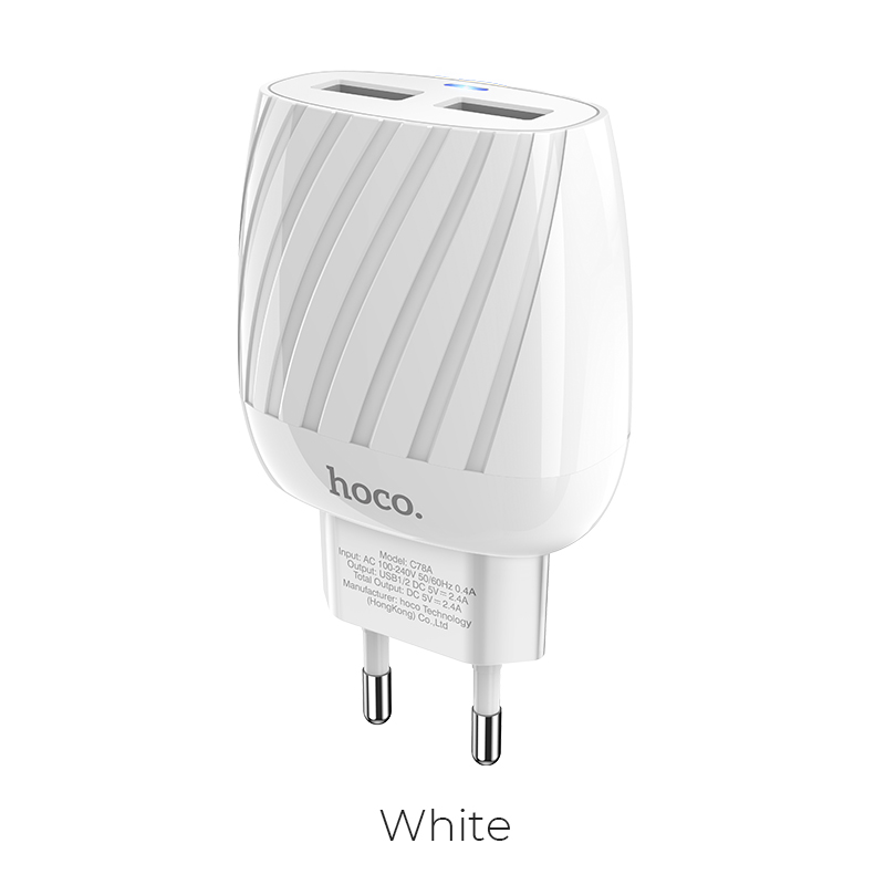 Адаптер сетевой HOCO Max energy C78A |2USB, 2.4A|