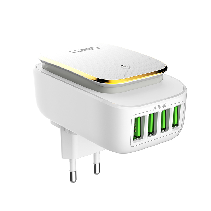 Адаптер сетевой Ldnio Micro USB Cable Touch Light A4405 |4USB, 4.4A|