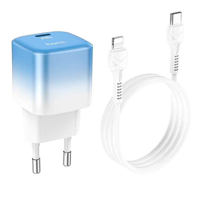 Адаптер сетевой HOCO Type-C to Lightning cable single port charge set C101A |Type-C, PD, 3A/20W|