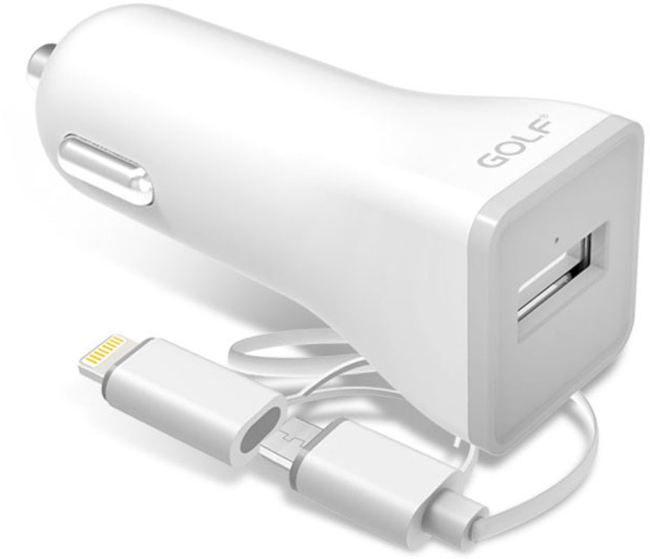 Адаптер автомобільний GOLF Combo cable lightning/micro GF-C3 |1USB, 2.1А|