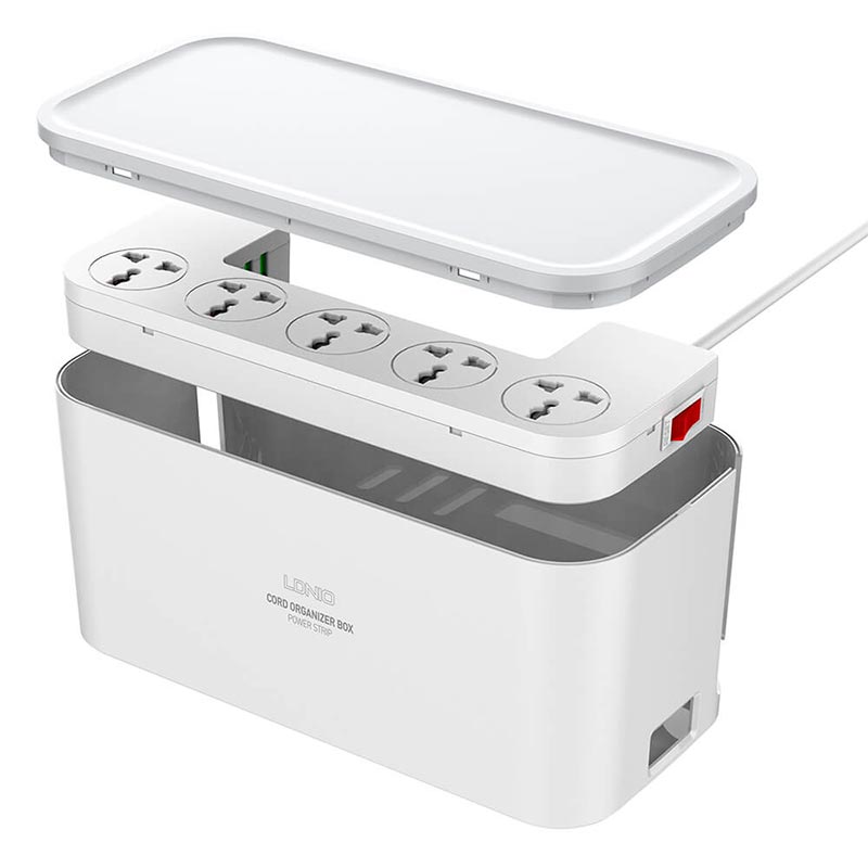 Подовжувач мережевий LDNIO Management Power Strip Box SC5309 |2500W, 2m, 3USB, 5 Sockets, 3.1A|