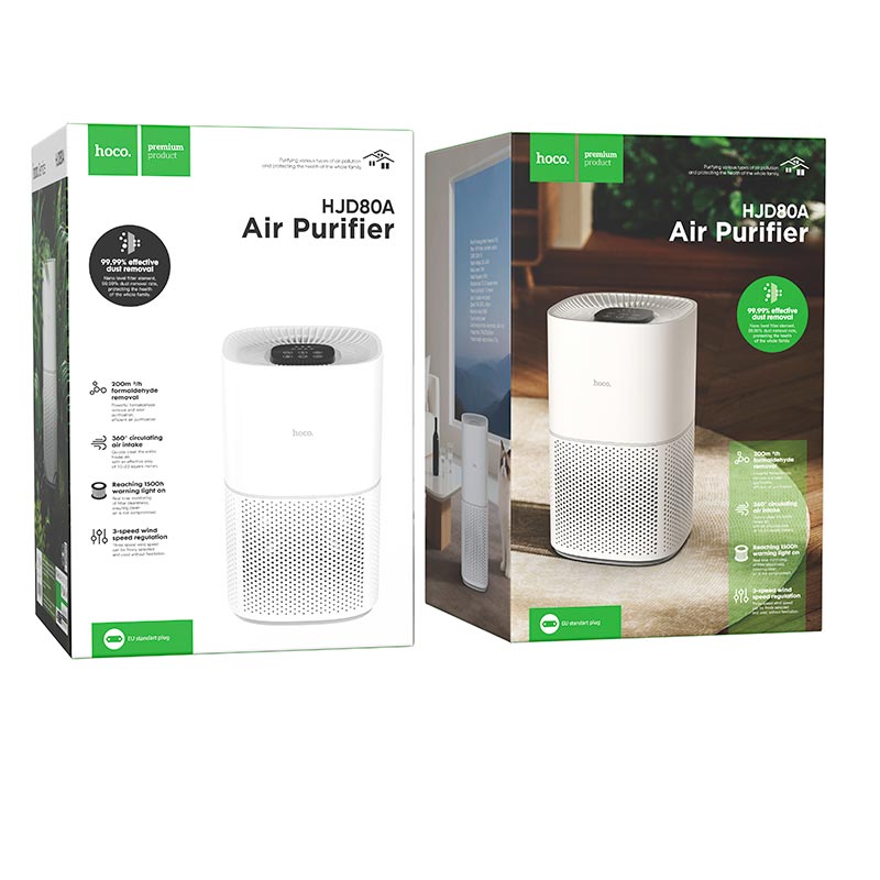 Очиститель воздуха HOCO air purifier HJD80A |20W, 13-23m², 3 speeds, timer 0-8h| white (85405) Белый на картинке №3