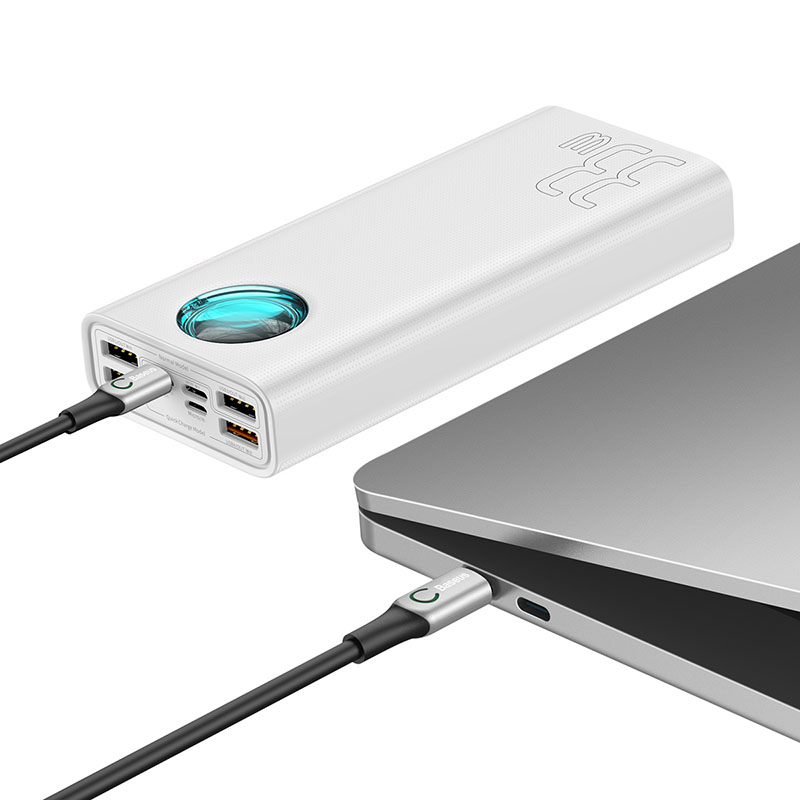 УМБ Baseus Amblight Digital Display Quick Charge  30000mAh |4USB/Type-C/Lightning, 6A/33W, QC/PD|