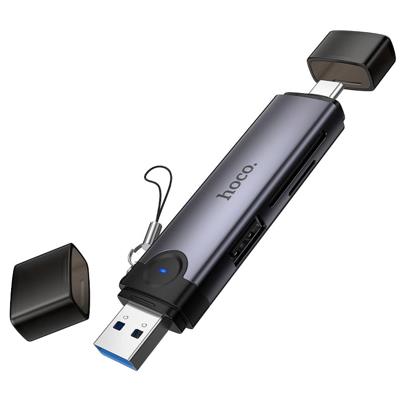 Перехідник HOCO Victory USB/Type-C 3-in-1 card reader HB56 |5Gbps/SD, 480Mbps/USB|