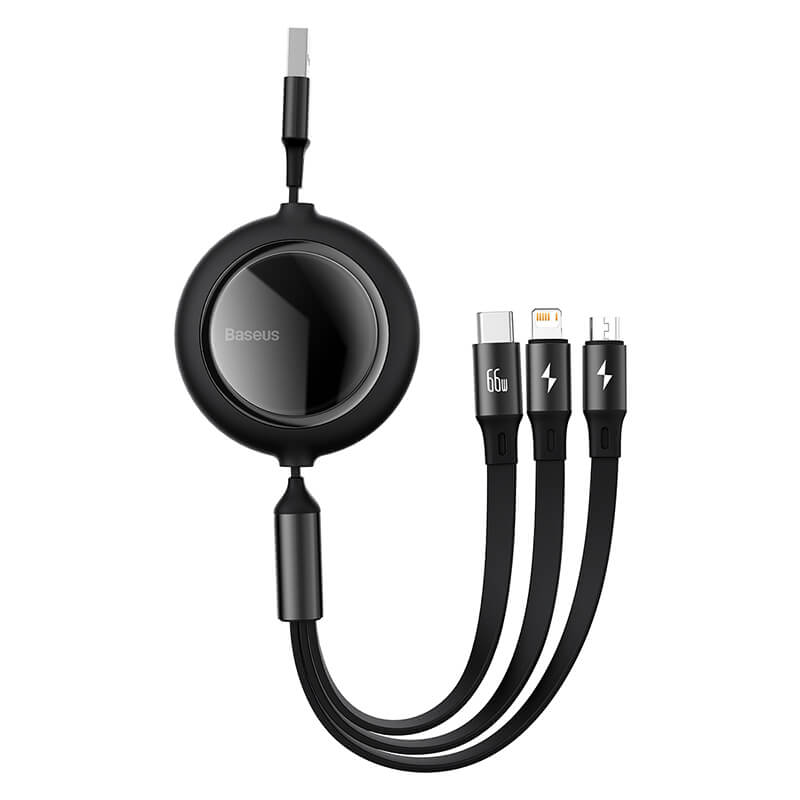 Кабель BASEUS Combo Micro USB / Lightning / Type-C Bright Mirror One-for-three Retractable |0.35-1.2M, 66W, 6A| (CAMLC-MJ01)