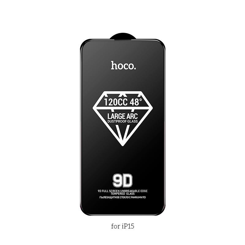 Защитное стекло для iPhone15 HOCO 9D large arc dustproof glass (A34)