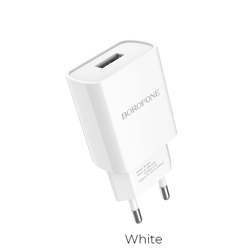 Адаптер мережевий BOROFONE Sharp single port charger BA20A |1USB, 2.1A|