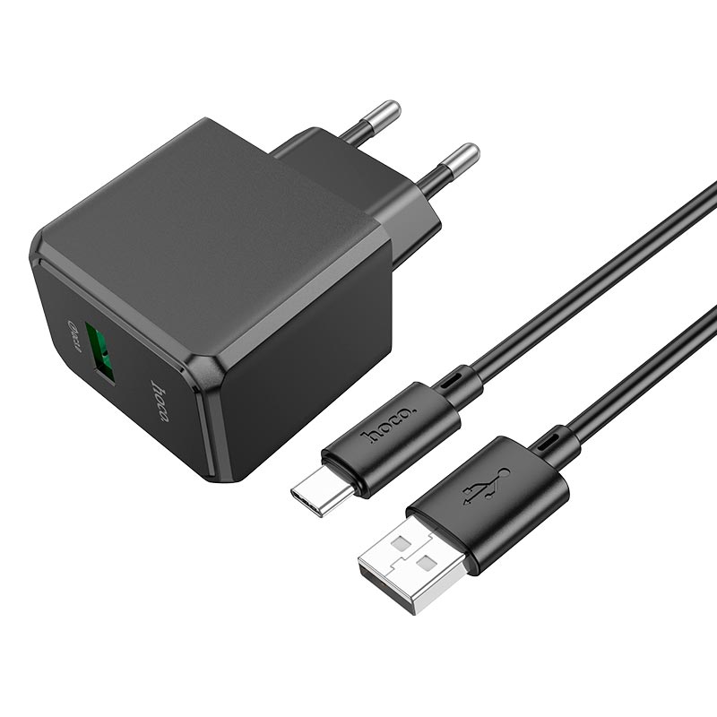 Адаптер сетевой Hoco Type-C cable Ocean CS12A |1USB, 18W/3A, QC3.0|