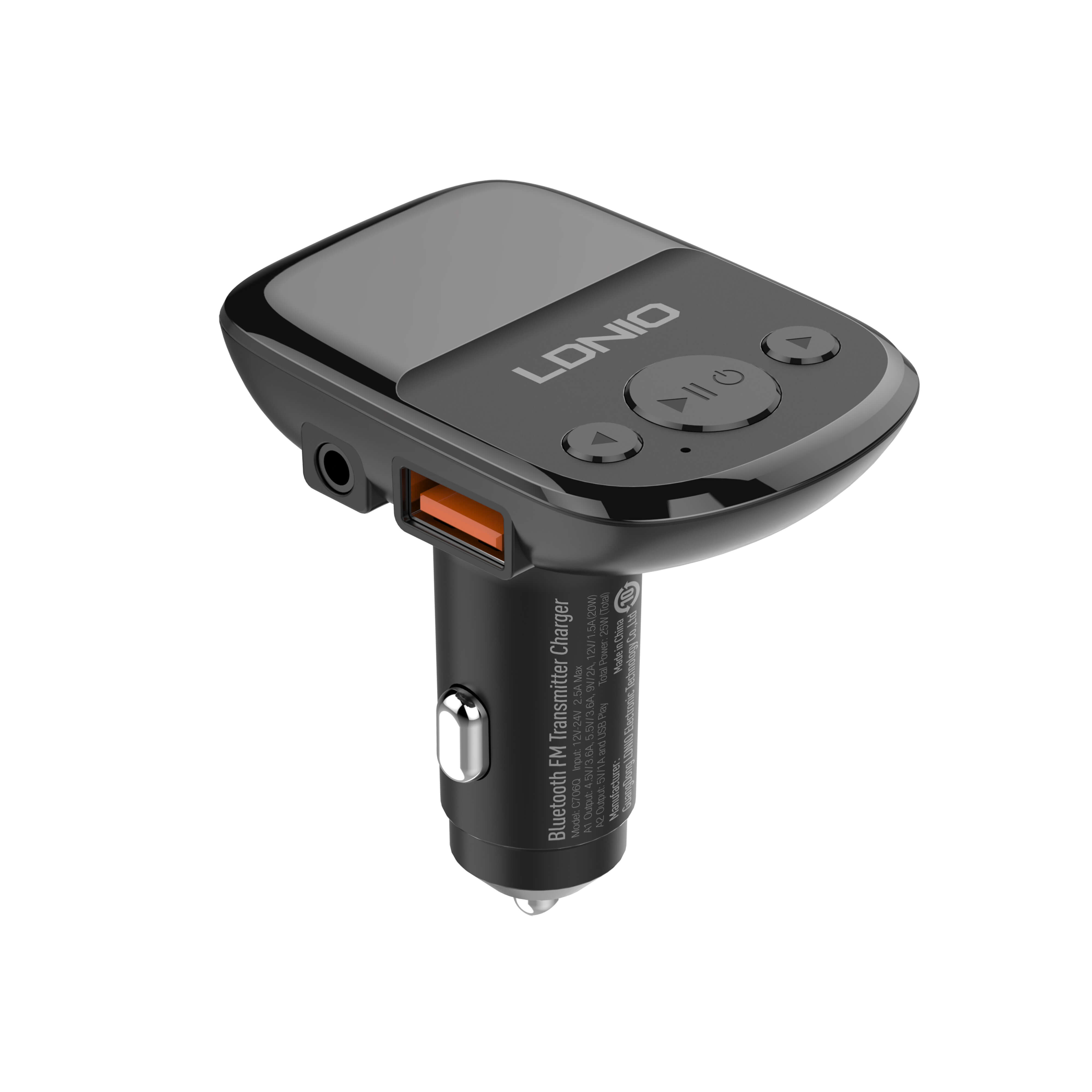 Адаптер автомобільний Ldnio with Bluetooth FM C706Q |2USB/AUX, QC3.0, 23W/3.6A|