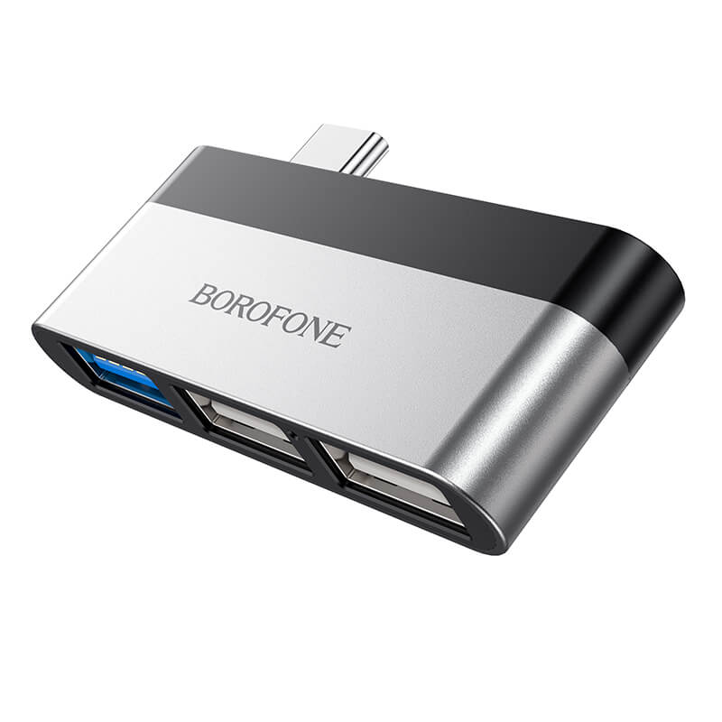 Hub адаптер BOROFONE Type-C to USB adapter silver DH1 |2USBx2.0, 1USBx3.0|