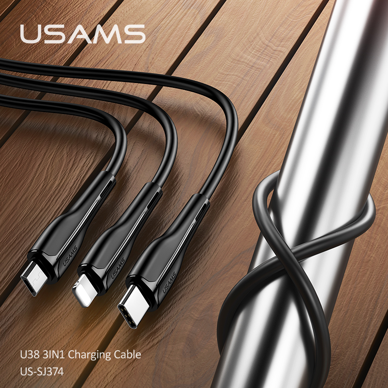 Кабель USAMS Combo Lightning / Micro USB / Type-C US-SJ374 U38 |1m, 2A|