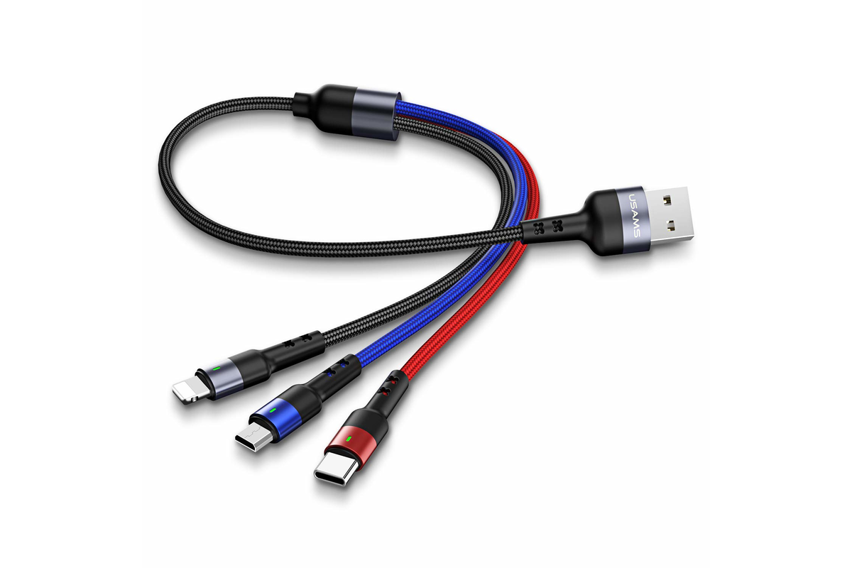 Кабель USAMS Combo Lightning / Micro USB / Type-C US-SJ410 U26 |0.35m, 2A|
