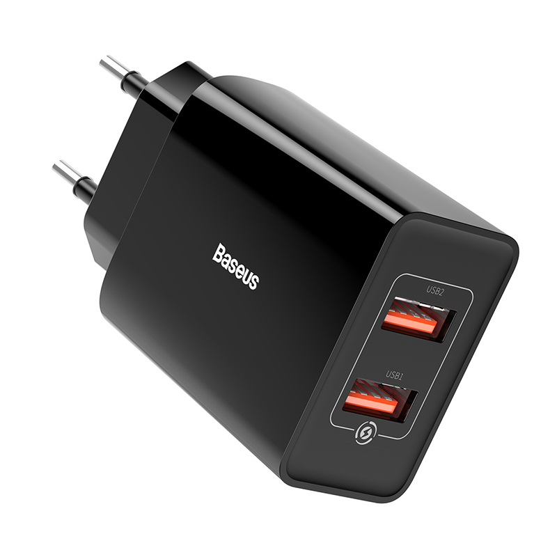 Адаптер сетевой BASEUS Speed Mini QC Dual U Quick Charger |2USB, 3A, QC3.0, 18W|
