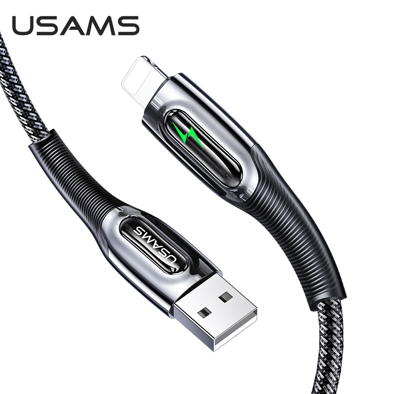 Кабель USAMS Lightning Smart Power Off Cable Raydan Series US-SJ469 |1.2m, 2.4A|