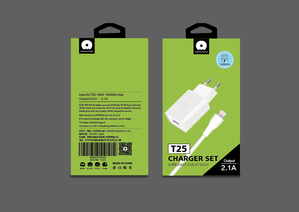Адаптер сетевой WUW Lightning cable T25 |1USB, 2.1A|
