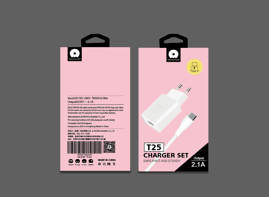 Адаптер сетевой WUW Type-C cable T25 |1USB, 2.1A|