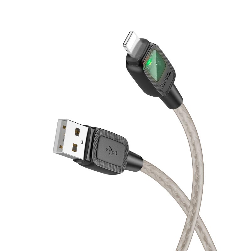 Кабель HOCO Stone Lightning Stone silicone intelligent power-off charging data cable U124 |1.2m, 2.4A|