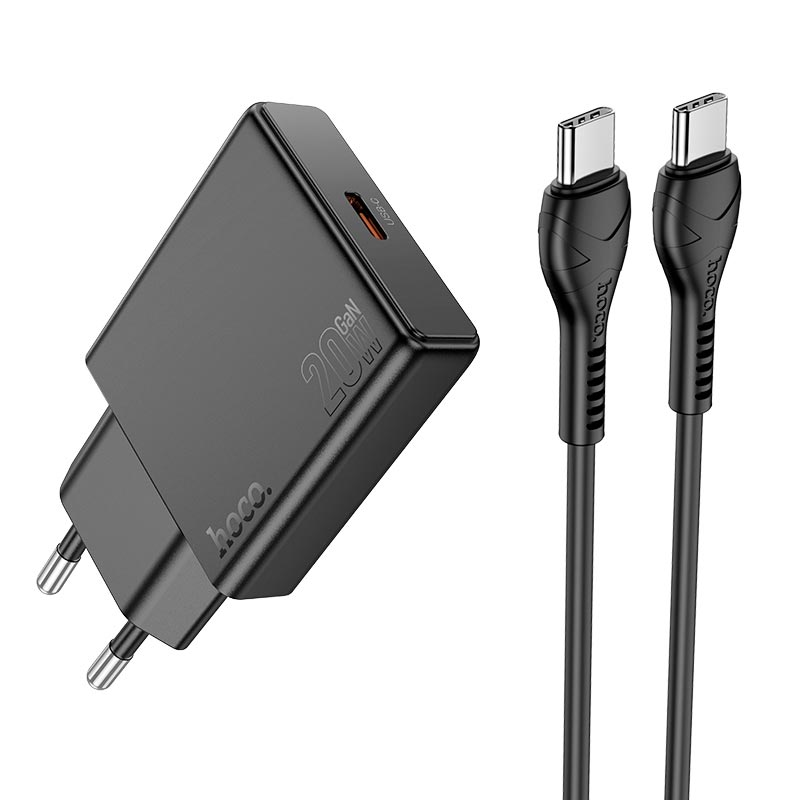 Адаптер сетевой HOCO Type-c to Type-C Delgado single port charger N37 |Type-C, 20W/3A, PD/QC|