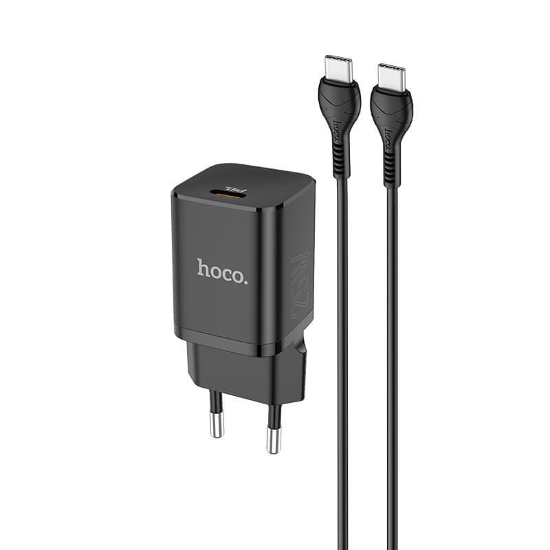 Адаптер сетевой HOCO Type-C to Type-C cable Rigorous charger set N19 |Type-C, 25W, 3A, QC/PD|