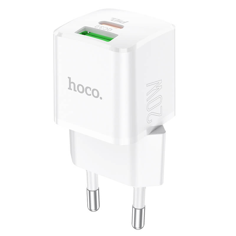 Адаптер сетевой HOCO Prestige N20 |1USB/1Type-C, 20W, 3A, QC/PD|