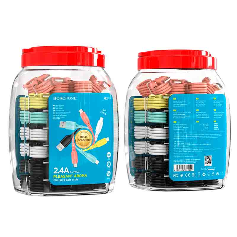 Кабель BOROFONE Micro USB Multicolor superior charging data cable (canned package) BX40 |1m, 2.4A|
