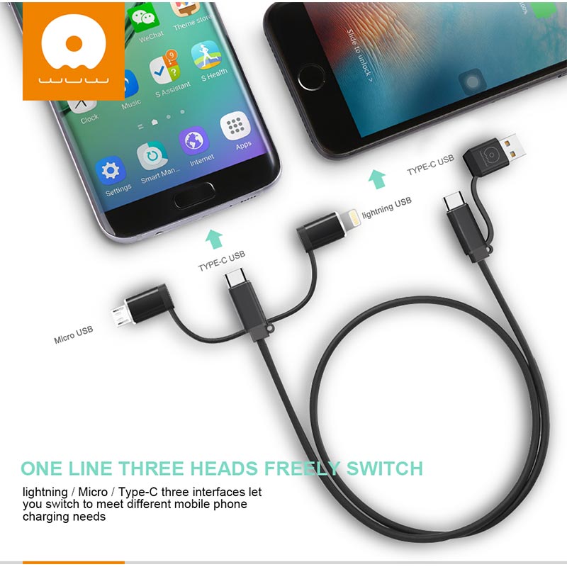 Кабель combo Lightning + Type-C + Micro USB + USB / Type-C WUW X105 |5A|