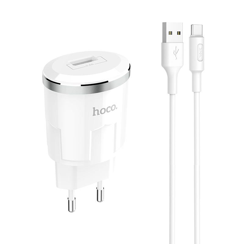 Адаптер мережевий Hoco Thunder Type-C cable C37A |1USB, 2.4A|