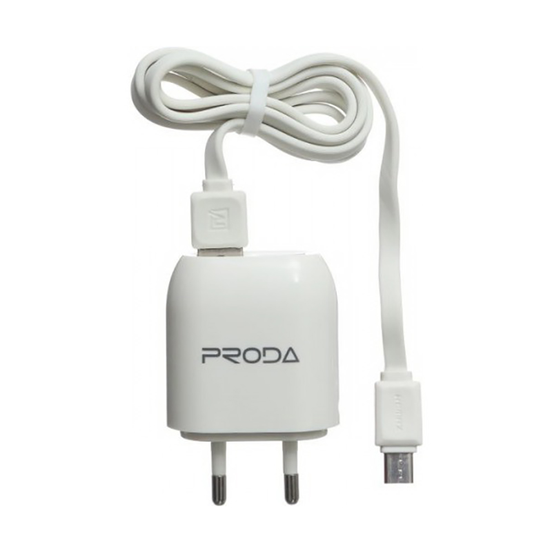 Адаптер сетевой Proda micro cable RP-U21 |2USB, 2.1A|