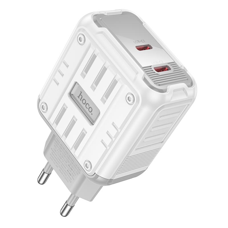 Адаптер сетевой HOCO Rock charger C137A |2Type-C, 45W/3A, PD/QC|