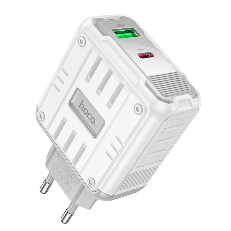 Адаптер мережевий HOCO Rock charger C138A |1USB/1Type-C, 65W/3A, PD/QC|