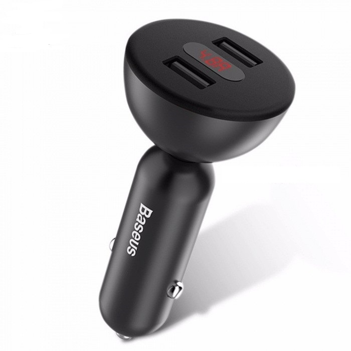 Адаптер автомобильный BASEUS rotation display 360° |2USB, 4.8A|